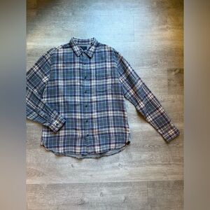 Vince Double Face Cambria Plaid Long Sleeves Men’s Cotton Shirt Size L